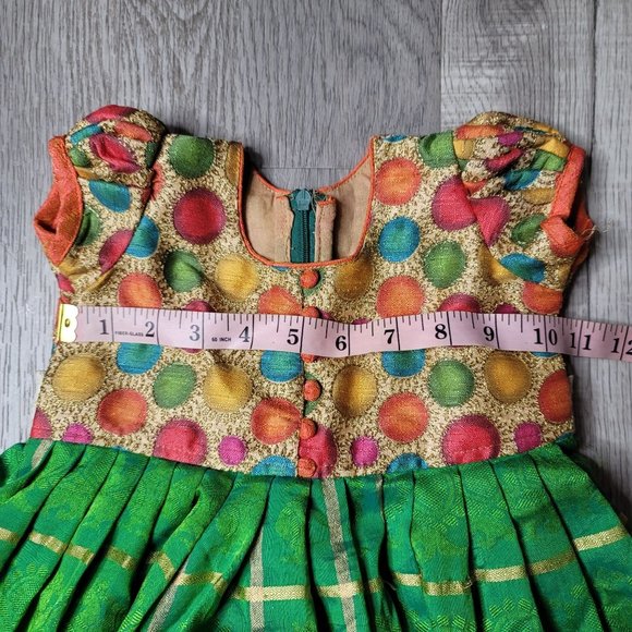 handmade green polka dot dress size around 18-24 months but see measurements - Picture 6 of 8